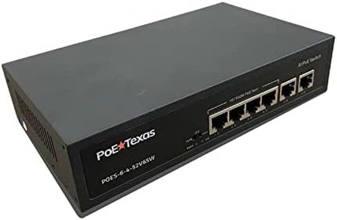 PoE Texas PoE Switch 4 Port - 802.3af/at Power Over Ethernet مع 4 منافذ PoE+، 2 وصلة LAN Uplink، VLAN وموسع - محول شبكة سلكية عالية السرعة غير مُدارة بقدرة 65 وات - كاميرات أمنية، WAP والمزيد in Saudi Arabia