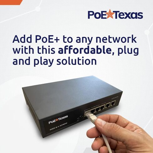 PoE Texas PoE Switch 4 Port - 802.3af/at Power Over Ethernet مع 4 منافذ PoE+، 2 وصلة LAN Uplink، VLAN وموسع - محول شبكة سلكية عالية السرعة غير مُدارة بقدرة 65 وات - كاميرات أمنية، WAP والمزيد in Saudi Arabia