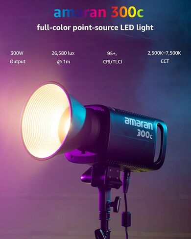 Aputure Amaran 300c Photography Lighting, 300W Full Color RGBWW, Bowens Mount Continuous LED Video Lighting, 26,580 lux @ 1m APP Control, CCT 2,500K-7,500K, Gray in Kuwait