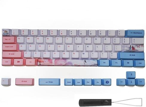 73 قطعة من اغطية مفاتيح انيمي مصبوغة خماسية الوجوه، مجموعة اغطية مفاتيح بي بي تي مع اداة سحب عمود للكيبورد الميكانيكية (اغطية مفاتيح انيمي) in Kuwait