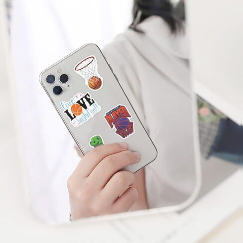 ملصقات كرة السلة | 100 قطعة من ملصقات الفينيل المقاومة للماء لكرة السلة لزجاجات المياه والكمبيوتر المحمول وكأس الأمتعة والكمبيوتر المحمول وديكور لوح التزلج in Kuwait