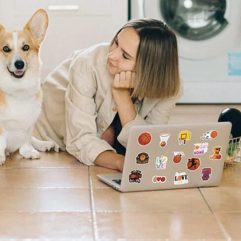 ملصقات كرة السلة | 100 قطعة من ملصقات الفينيل المقاومة للماء لكرة السلة لزجاجات المياه والكمبيوتر المحمول وكأس الأمتعة والكمبيوتر المحمول وديكور لوح التزلج in Kuwait