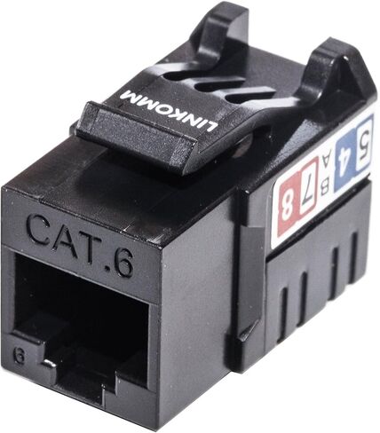 LINKOMM 25-Pack RJ45 Cat6 Slim Profile UTP غير محمي كيستون جاك مع حامل راحة اليد (أسود) in Kuwait