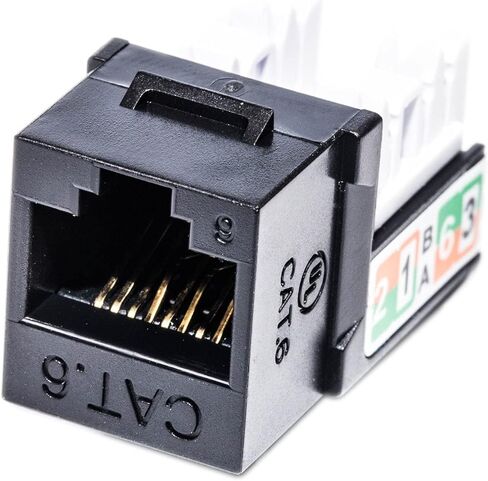 LINKOMM 25-Pack RJ45 Cat6 Slim Profile UTP غير محمي كيستون جاك مع حامل راحة اليد (أسود) in Kuwait