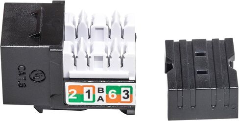 LINKOMM 25-Pack RJ45 Cat6 Slim Profile UTP غير محمي كيستون جاك مع حامل راحة اليد (أسود) in Kuwait