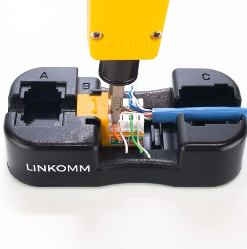 LINKOMM 25-Pack RJ45 Cat6 Slim Profile UTP غير محمي كيستون جاك مع حامل راحة اليد (أسود) in Kuwait