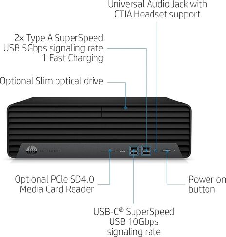 كمبيوتر مكتبي HP Elite Desk 800 G6، معالج Intel Core i5-10500، ذاكرة وصول عشوائي DDR4 سعة 16 جيجابايت، محرك أقراص NVMe SSD سعة 256 جيجابايت، منفذ عرض، Thunderbolt، Windows 11 (متجدد) in Kuwait