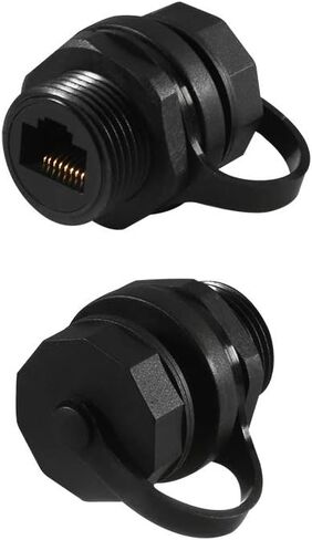 2 قطعة كابل إيثرنت LAN موصل CAT5/5e/6 RJ45-8P لوحة صناعية محمية جبل حاجز التغذية من خلال مقرنة مع غطاء مقاوم للماء IP67 مقاوم للغبار معيار صناعي خارجي in Saudi Arabia