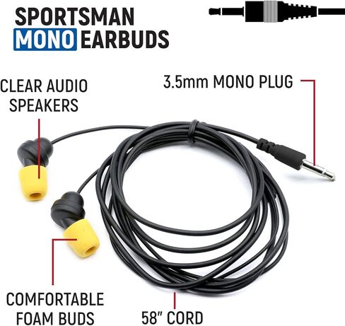 راجيد راديوز سماعات اذن اسفنجية من سبورتسمان - مكبرات صوت سباق احادية - قابس 3.5 ملم in Kuwait