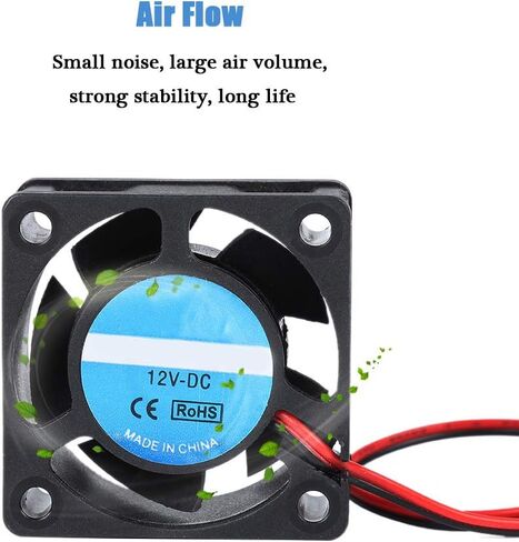 Bewinner 1.5x1.5x0.7 بوصة DC 12V 0.15A 4020 مروحة تبريد صغيرة، مروحة بلاستيكية 5 شفرات صغيرة الضوضاء / حجم هواء كبير / مروحة تبريد طويلة العمر مع حامل الأكمام in Kuwait