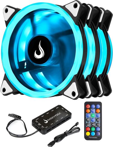 3X مروحة تبريد لحالة الكمبيوتر - وضع الارتفاع - ذكي - 120 مم - RGB - اللوحة الأم 12 فولت - جهاز التحكم عن بعد in Kuwait