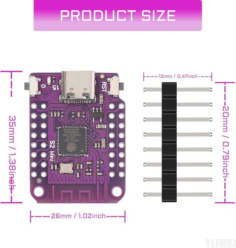 5pcs ESP32 S2 Mini V1.0.0 WiFi Board Based ESP32-S2FN4R2 ESP32-S2 4MB Flash 2MB PSRAM Type-C USB Connect Mini Module for MicroPython in Saudi Arabia