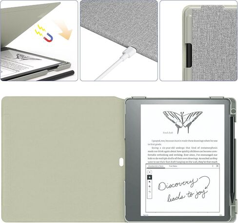 حافظة E NET-CASE لجهاز Kindle Scribe (إصدار 2024/2022) - غطاء حماية خفيف الوزن وغطاء خلفي صلب مع خاصية التنبيه التلقائي لجهاز Kindle Scribe 10.2 بوصة 2024/2022 مع حامل قلم (أسود) in Kuwait
