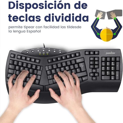 بيريكس لوحة بيريبورد-512W ES USB Teclado Ergonomico - 19.09x9.29x1.97 بوصة - بلانكو - QWERTY Español in Kuwait