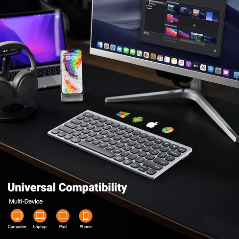 SMISEACOW 2.4G لوحة مفاتيح لاسلكية Kwumsy KS01 لوحة مفاتيح رفيعة للغاية وصغيرة الحجم مع مفاتيح التشغيل السريع للوسائط للكمبيوتر المكتبي والكمبيوتر المحمول وسطح الكمبيوتر المحمول المتوافق مع نظام التشغيل Windows/Mac OS/Android/iOS in Kuwait