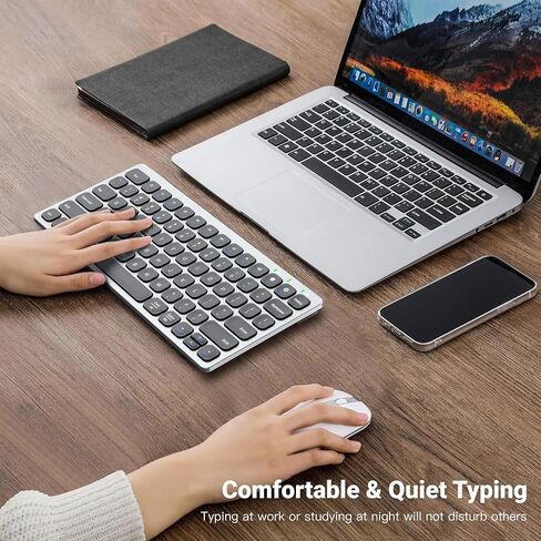 SMISEACOW 2.4G لوحة مفاتيح لاسلكية Kwumsy KS01 لوحة مفاتيح رفيعة للغاية وصغيرة الحجم مع مفاتيح التشغيل السريع للوسائط للكمبيوتر المكتبي والكمبيوتر المحمول وسطح الكمبيوتر المحمول المتوافق مع نظام التشغيل Windows/Mac OS/Android/iOS in Kuwait