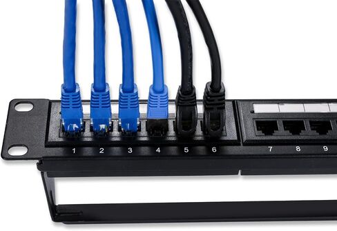 لوحة تصحيح QSFPTEK ذات 24 منفذًا، تغذية Cat6 UTP من خلال، لوحة تصحيح شبكة مقرنة 19 بوصة، لوحة تصحيح Keystone Ethernet مضمنة لكابلات Cat6، Cat5e، Cat5، مع شريط خلفي قابل للإزالة، ومسامير، وروابط مضغوطة. in Saudi Arabia