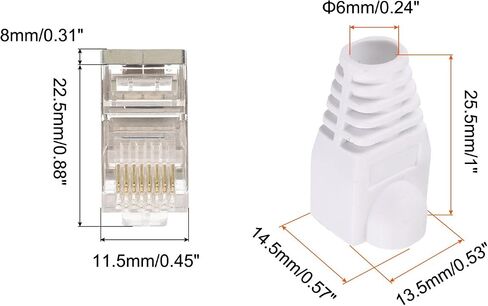 PATIKIL RJ45 Cat6 Shielded Connectors RJ45 Ends Shield Modular Plugs Pass Through 8P8C Connector with Blue Boots Cover for Network Cable, Pack of 20 in Saudi Arabia