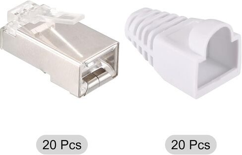 PATIKIL RJ45 Cat6 Shielded Connectors RJ45 Ends Shield Modular Plugs Pass Through 8P8C Connector with Blue Boots Cover for Network Cable, Pack of 20 in Saudi Arabia