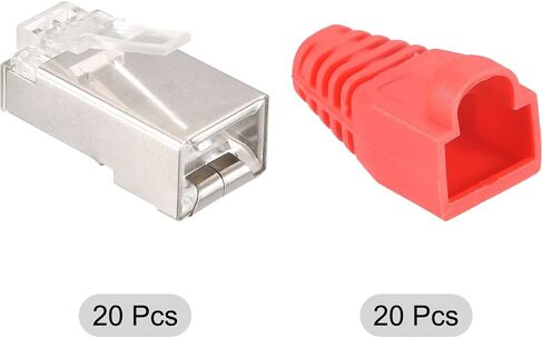 PATIKIL RJ45 Cat6 Shielded Connectors RJ45 Ends Shield Modular Plugs Pass Through 8P8C Connector with Blue Boots Cover for Network Cable, Pack of 20 in Saudi Arabia