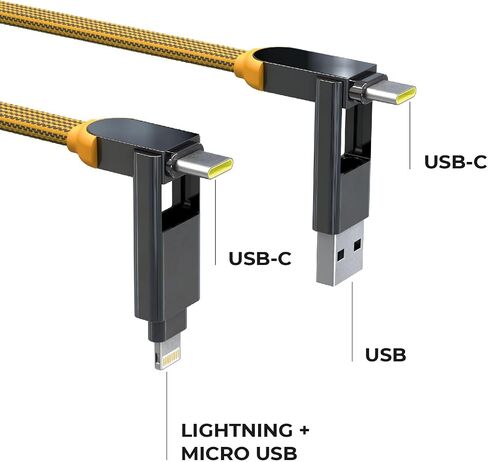 كابل شحن متعدد Rolling Square inCharge XL 6 في 1، كابل USB محمول وUSB-C مع قوة شحن فائقة السرعة 100 وات، 6.5 قدم/2 متر، أبيض جليدي in Kuwait