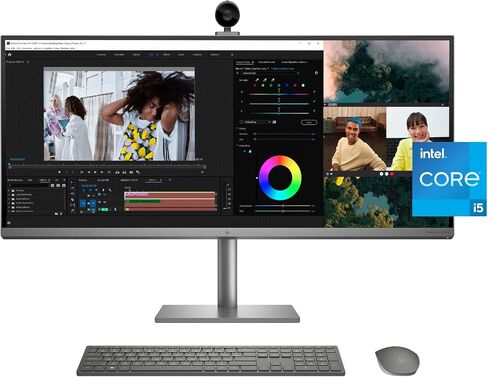 كمبيوتر HP Envy الكل في واحد مقاس 34 بوصة، شاشة WUHD، Intel Core i5-12400، ذاكرة الوصول العشوائي 16 جيجابايت، 512 جيجابايت SSD، رسومات NVIDIA GeForce GTX 1650، Windows 11 Home، 34-c1010 (2023)، فضي (متجدد) in Kuwait