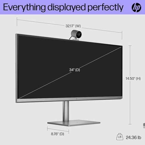 كمبيوتر HP Envy الكل في واحد مقاس 34 بوصة، شاشة WUHD، Intel Core i5-12400، ذاكرة الوصول العشوائي 16 جيجابايت، 512 جيجابايت SSD، رسومات NVIDIA GeForce GTX 1650، Windows 11 Home، 34-c1010 (2023)، فضي (متجدد) in Kuwait