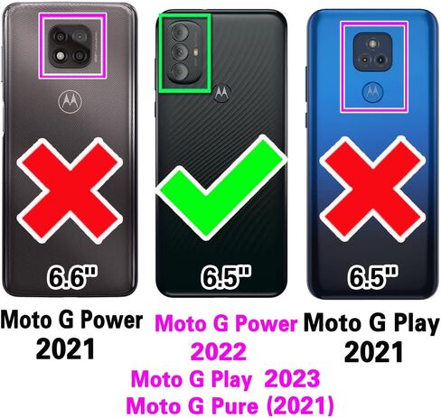 Compatible with Motorola Moto G Play 2023/MotoG Power 2022/G Pure 2021 Wallet Case Tempered Glass Screen Protector Zipper Leather Flip Cover Card Holder for XT2165DL XT2163DL XT2165-5 XT2271-5 Black in Saudi Arabia