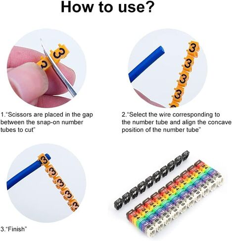 Fafeicy Wire Markers, 100 PCS KCM-6MM 6 Square, Plastic Wire Number Labels for Marking Color Coded Cables in Saudi Arabia