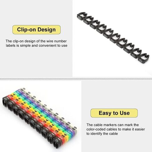 Fafeicy Wire Markers, 100 PCS KCM-6MM 6 Square, Plastic Wire Number Labels for Marking Color Coded Cables in Saudi Arabia