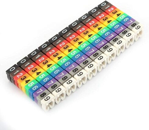 Fafeicy Wire Markers, 100 PCS KCM-6MM 6 Square, Plastic Wire Number Labels for Marking Color Coded Cables in Saudi Arabia