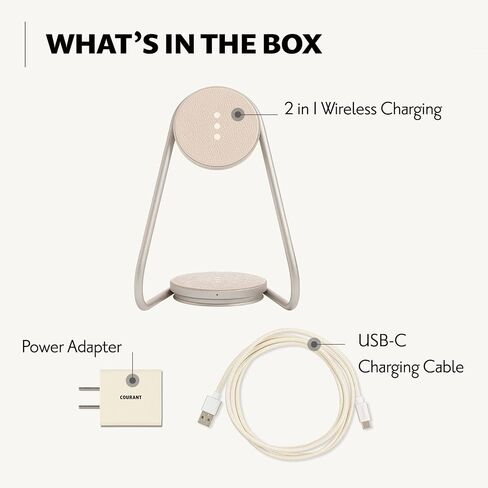 W&P COURANT MAG:2 Wireless Charging Stand - Belgian Linen, 2 in 1 Multi-Device Charger - Magnetic Stand for MagSafe iPhones 16, 15, 14, 13, 12 with Charging Base for AirPod Cases, (Forest) in Kuwait