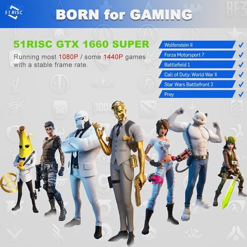 بطاقة رسومات 51RISC GeForce GTX 1660 Super Graphics، 6 جيجابايت GDDR6 Gaming PC GPU 192bit بطاقة فيديو PCIe 3.0 x16 DP HDMI DVI Display 1660S Game Cards in Kuwait