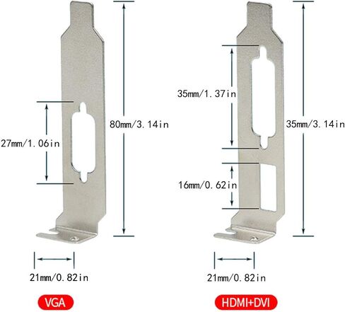 MEETOOT 2 Sets Single DB9 Half-Height Baffle Computer Case Blank DVI + HDMI Bracket VGA Bracket Half Height Bracket Adapter in Saudi Arabia