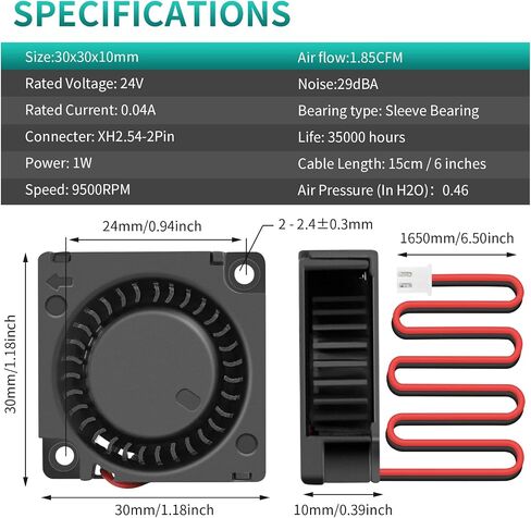 2 Pack Wathai 30mm x 10mm 5V Small DC Brushless Cooling Blower Fan ¡­ in Saudi Arabia