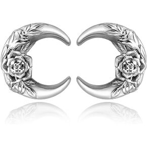 Casvort 2 PCS Hypoallergenic 316 Stainless Steel 0G-1" Hot Moon Flower Saddle Hangers Plugs Unique Saddle Gauges Ear Plugs Expander Stretcher Ear Tunnels Body Piercing Jewelry in Saudi Arabia