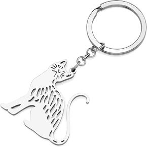 RAIDIN Stainless Steel Gold Plated Cute Cat Keychains Keyring Gifts for Women Girls Keychain for Car Purse Keys Accessories