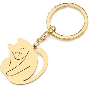 RAIDIN Stainless Steel Gold Plated Cute Cat Keychains Keyring Gifts for Women Girls Keychain for Car Purse Keys Accessories in Saudi Arabia
