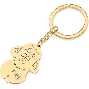 RAIDIN Stainless Steel 18K Gold Silver Plated Cute Dog Keychain Keyring for Women Girls Gifts Car Purse Keys Accessories