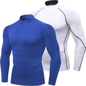 SPVISE 1 or 2 Pack Men's Compression Shirts Long Sleeve Athletic Workout T-Shirt Tops Cool Dry Sports Base Layer Undershirts