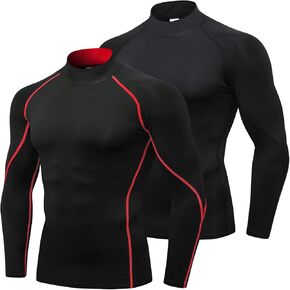 SPVISE 1 or 2 Pack Men's Compression Shirts Long Sleeve Athletic Workout T-Shirt Tops Cool Dry Sports Base Layer Undershirts in Kuwait