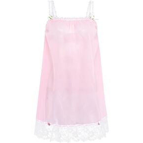 Satini Lingerie Sheer Sissy Babydoll Ruffles Frilly Lace Slip Nightwear
