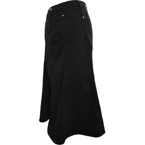Ice Cool Ladies Long Flared Black Stretch Denim Skirt - Sizes 4 to 26, in 30" & 35" in Saudi Arabia