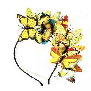Women Butterfly Headband Fascinator Hat Monarch Festival Crown Fashion Party Favor Christmas Halloween (Black)