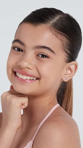 AUBE JEWELRY Hypoallergenic 925 Sterling Silver Heart Shaped Crystal Stud Earrings with Silicone Coated Push Backs Embellished with Crystals for Girls and Women in Kuwait