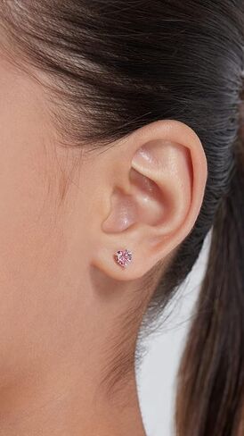 AUBE JEWELRY Hypoallergenic 925 Sterling Silver Heart Shaped Crystal Stud Earrings with Silicone Coated Push Backs Embellished with Crystals for Girls and Women in Kuwait