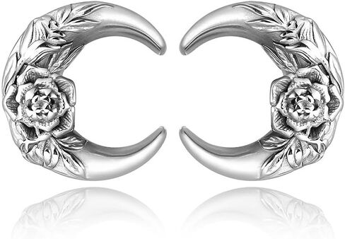 Casvort 2 PCS Hypoallergenic 316 Stainless Steel 0G-1" Hot Moon Flower Saddle Hangers Plugs Unique Saddle Gauges Ear Plugs Expander Stretcher Ear Tunnels Body Piercing Jewelry in Saudi Arabia