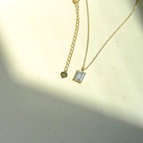 espere 0.5 CTW Emerald Cut Moissanite Solitaire Necklace in 14K Yellow Gold 16-18'' | Prong Setting Gemstone Necklace Gift for Her in Saudi Arabia