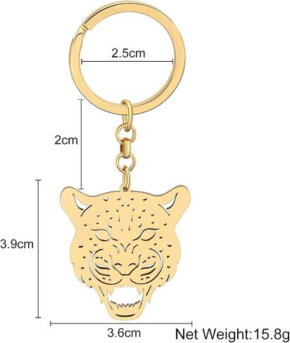 RAIDIN Stainless Steel Gold Plated Animal Tiger Leopard Keychains Keyring Gifts for Women Girls Car Purse Keys Accessories in Kuwait