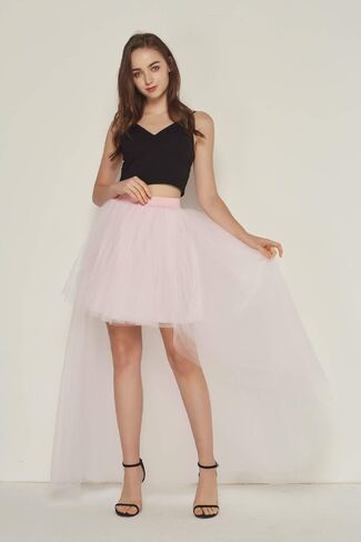 Women's High Low Tutu Dovetail Skirts Overlay Long Tulle Maxi Skirt Girls Hi-Lo Steampunk Skirt for Party Wedding Prom in Saudi Arabia
